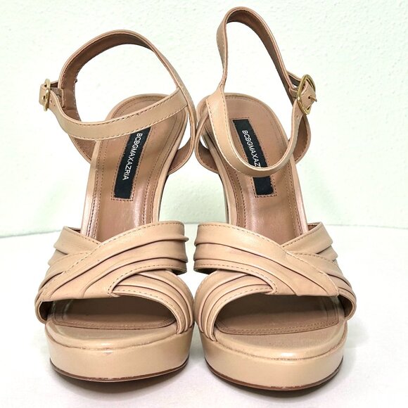 BCBG Max Azria Ravil Criss Cross Platform Sandal in Almond Size 8 *NWOB* - Picture 5 of 12